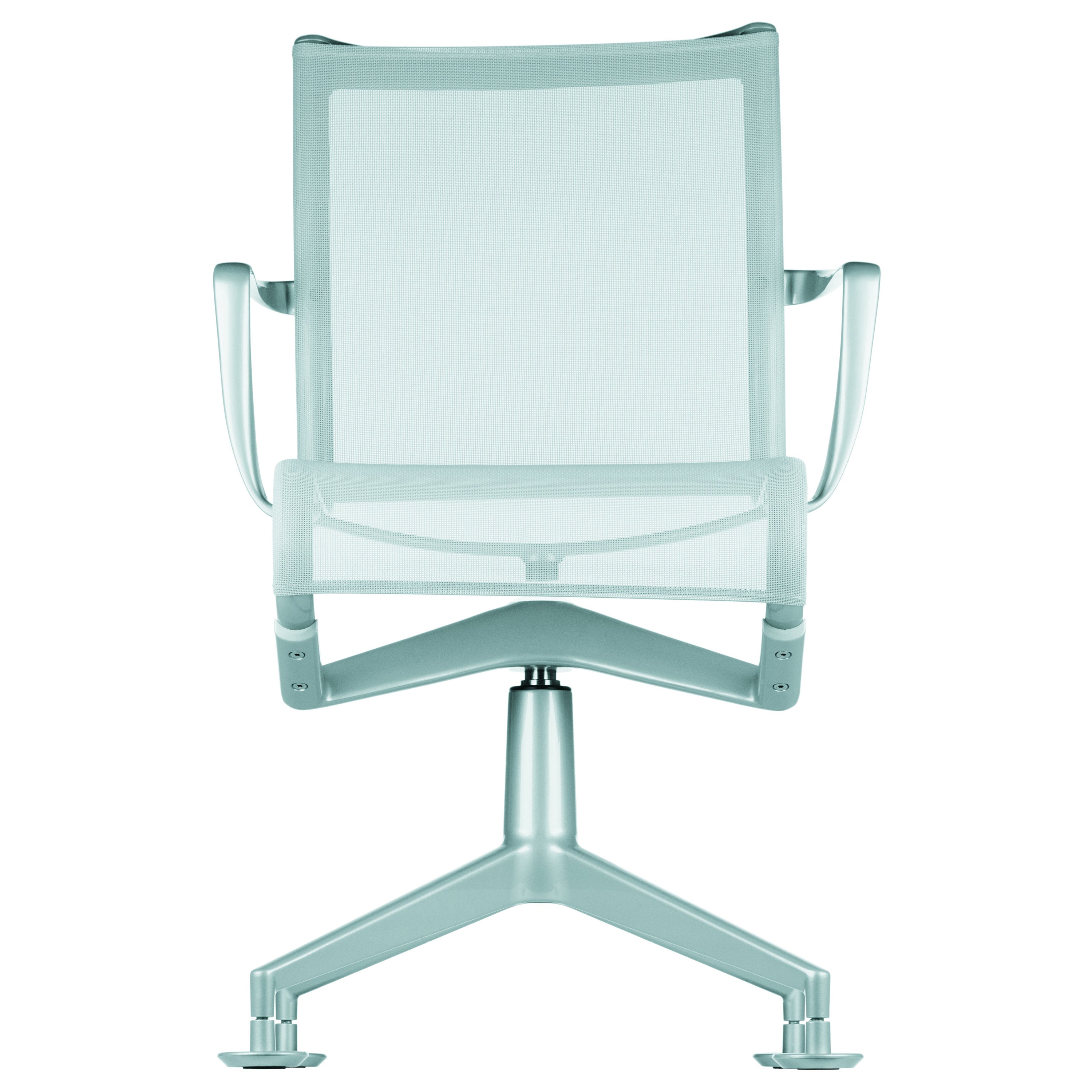 437 Meetingframe 44 Stuhl aus weißem Mesh mit lackiertem Aluminiumrahmen im Angebot