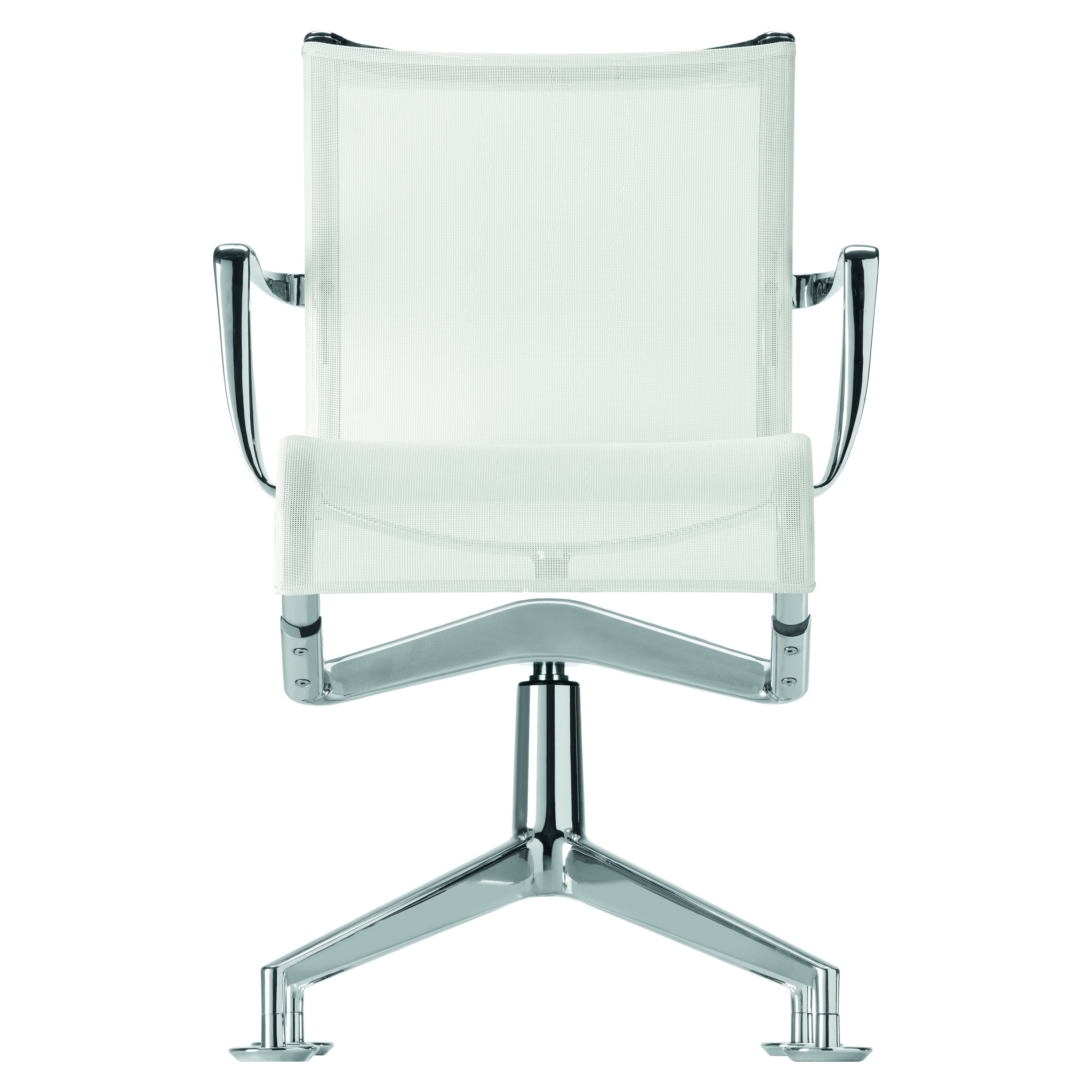 meetingframe 44 Stuhl aus weißem Mesh mit verchromtem Aluminiumrahmen von Alias im Angebot