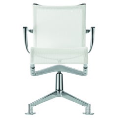 Alias 437 Chaise de réunion 44 en maille blanche avec cadre en aluminium chromé