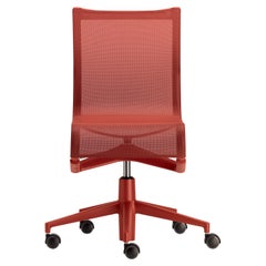 Alias 432 Chaise à cadre à roulettes 44 en maille rouge corail et cadre en aluminium laqué rouge