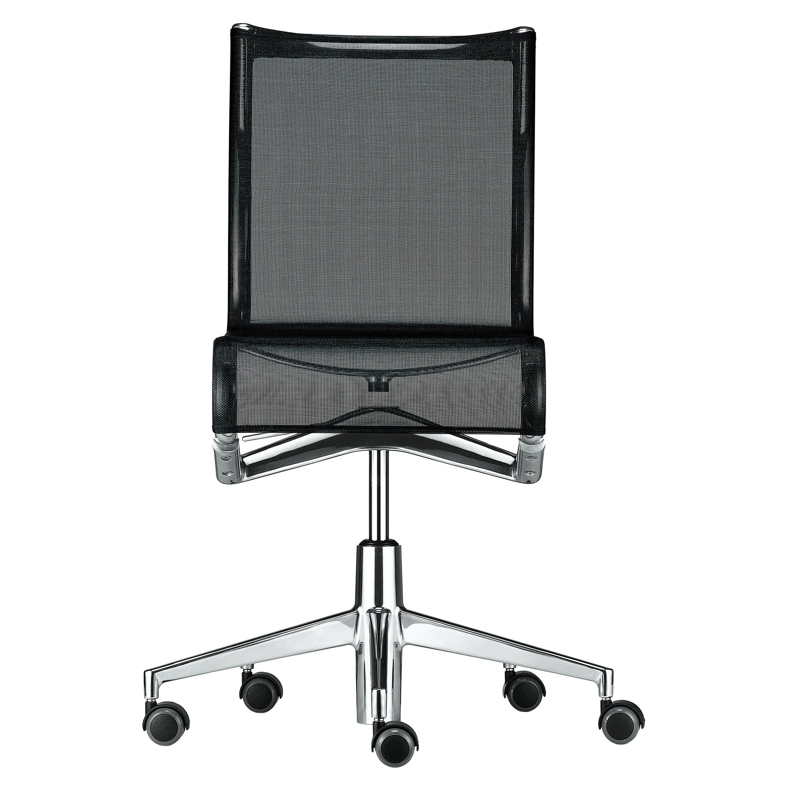 Alias 432 Rolling Frame 44, Stuhl aus schwarzem Mesh mit verchromtem Aluminiumrahmen im Angebot
