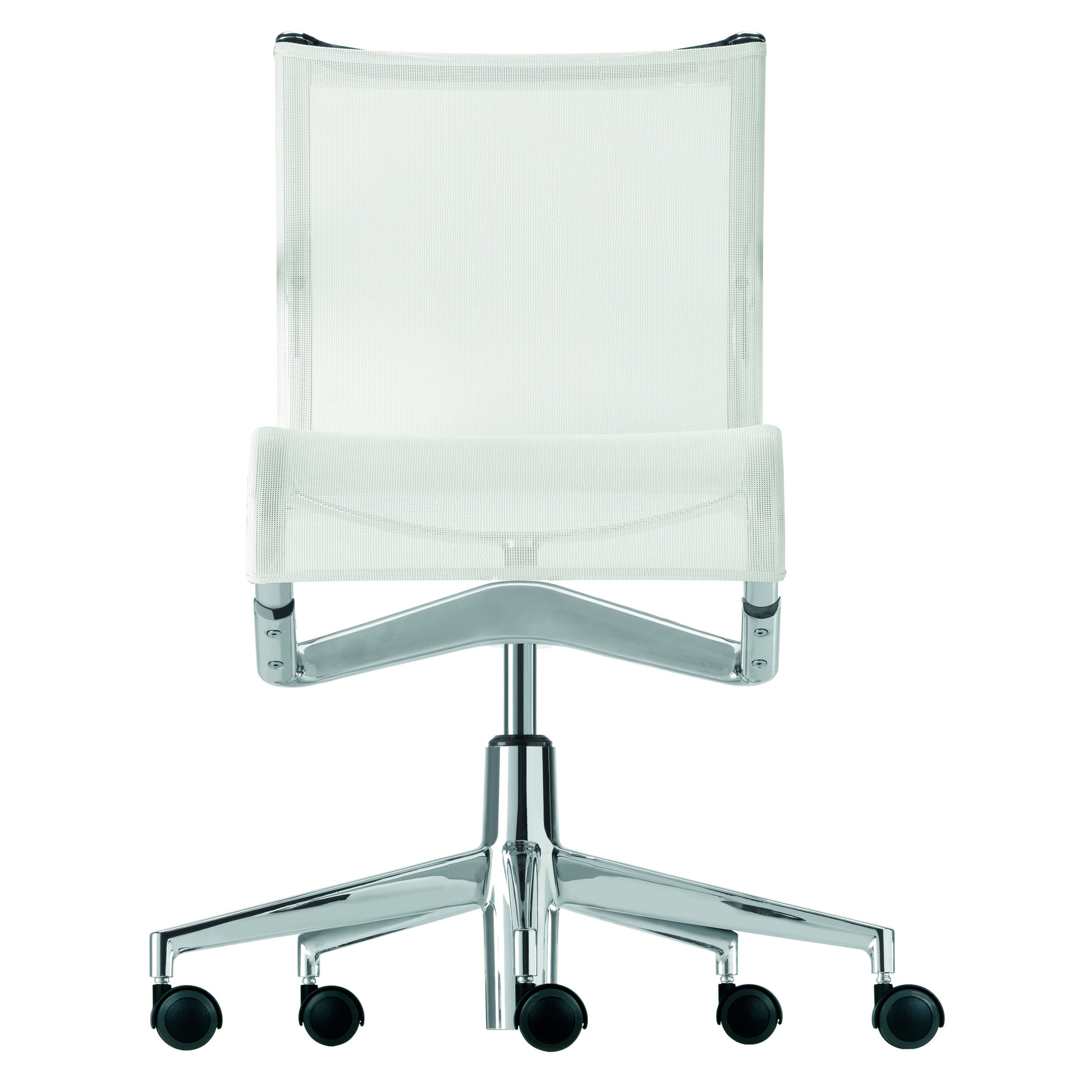 Alias 432 Rolling Frame 44, Stuhl aus weißem Mesh mit verchromtem Aluminiumrahmen im Angebot