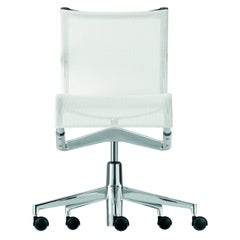 Alias 432 Chaise à cadre à roulettes 44 en maille blanche avec cadre en aluminium chromé