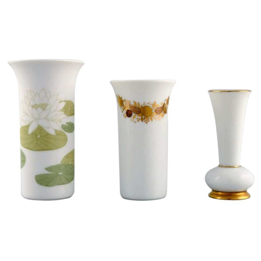 Three Rosenthal Porcelain Vases, Mid-20th Century For Sale