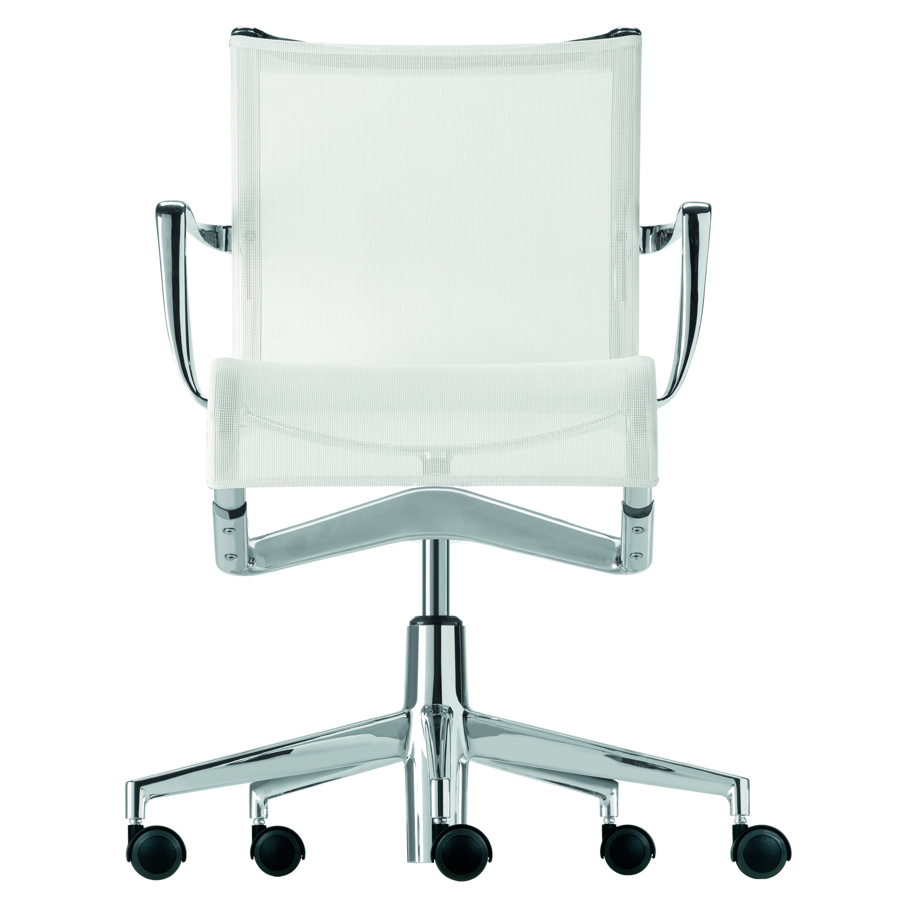 Alias 434 Rollingframe 44 Chair in White Mesh with Chromed Aluminum Frame