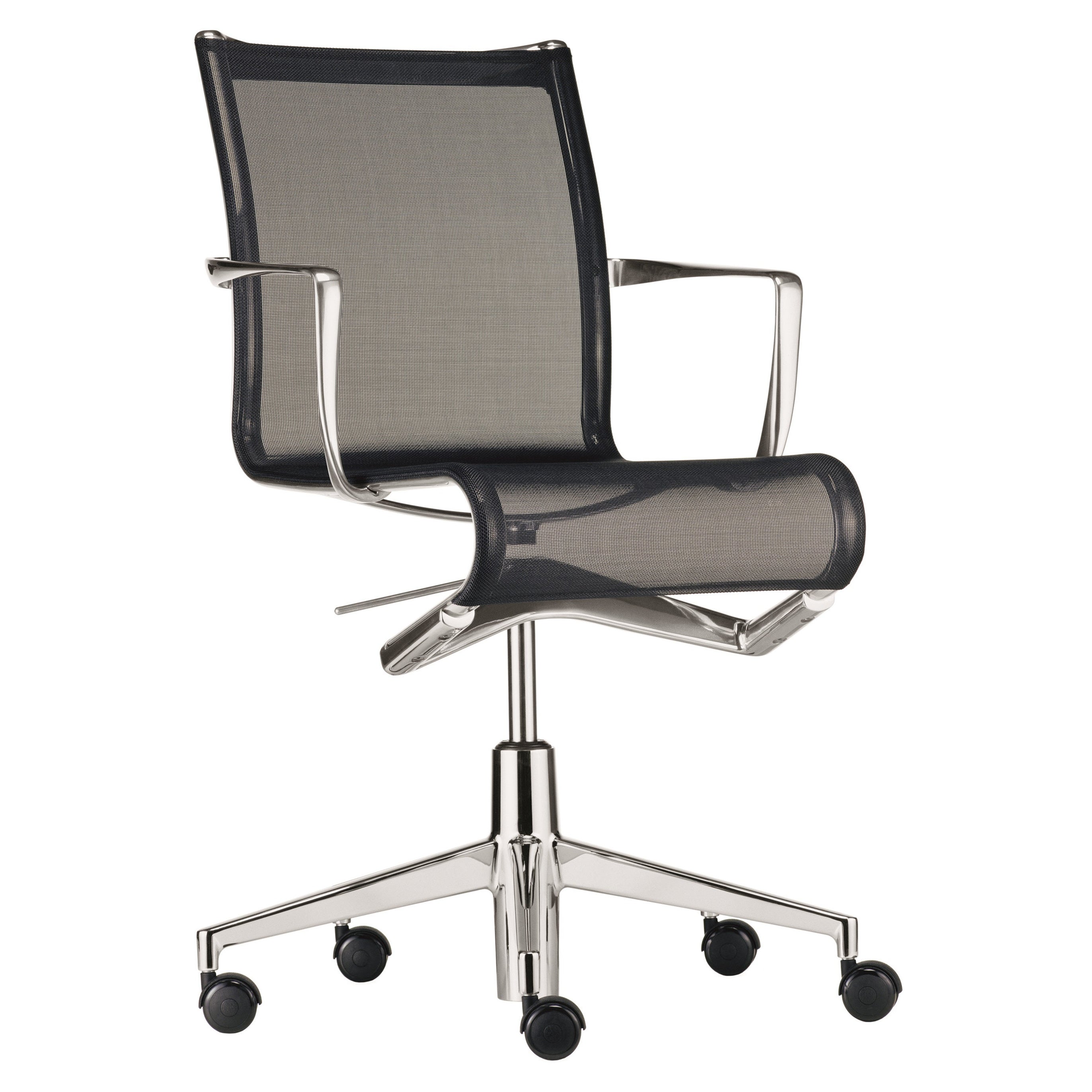 Alias 434 Rollingframe 44 Chair in Black Mesh with Chromed Aluminum Frame For Sale