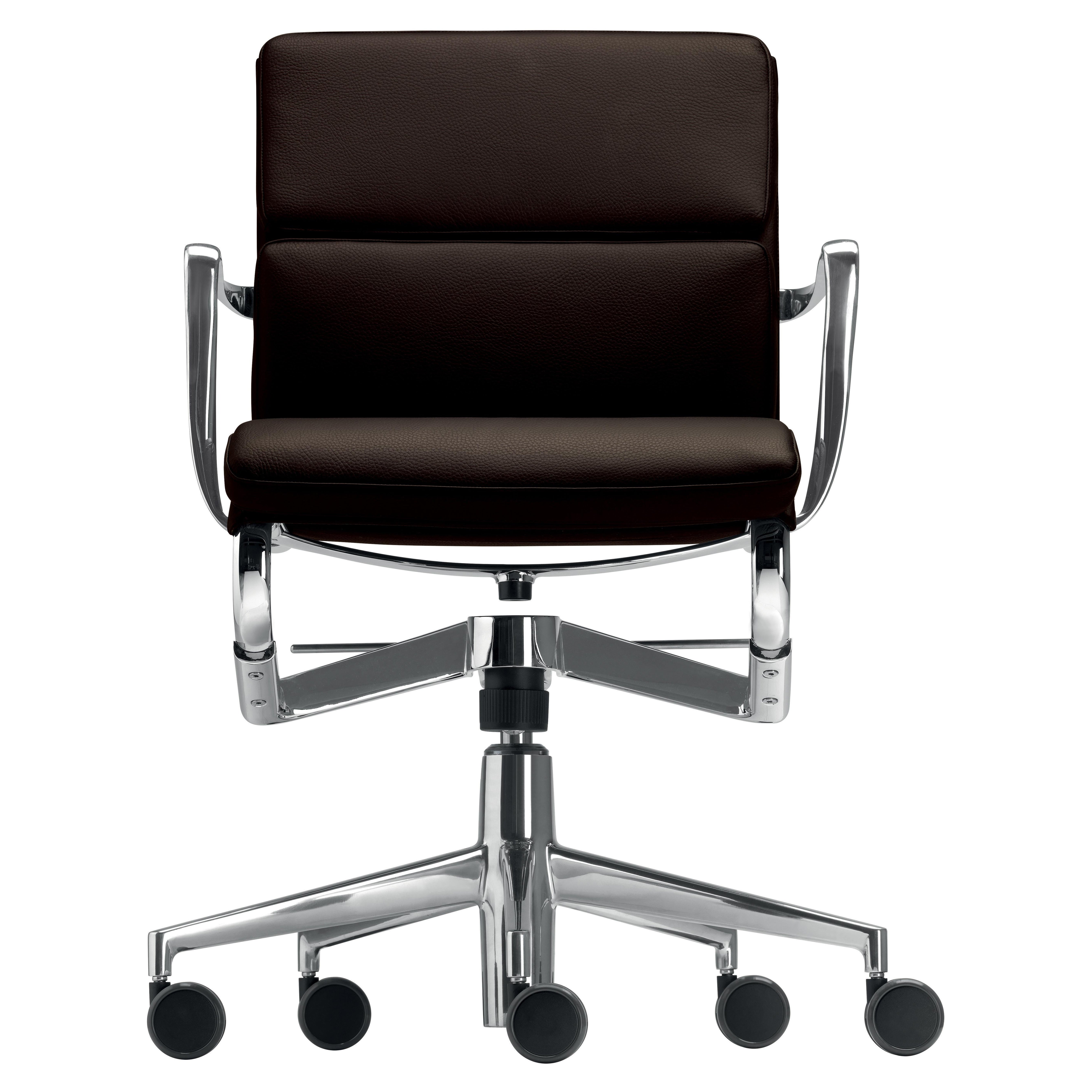 Alias 427 Rollingframe+low Tilt 47 Soft Chair in Brown & Chromed Aluminium Frame For Sale