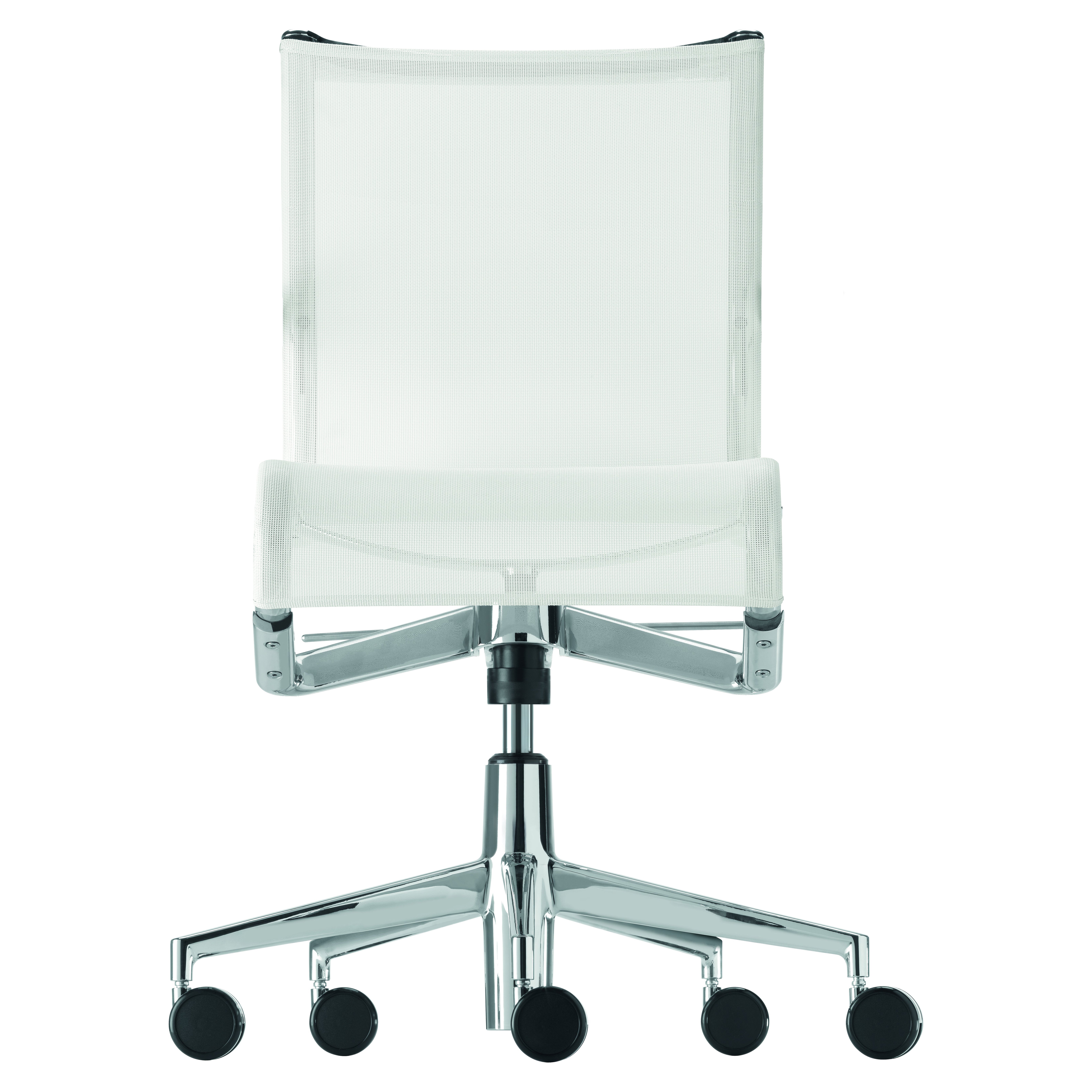 Alias 444 Rollingframe+ Tilt 47 Chair in White Mesh with Chromed Aluminium Frame For Sale
