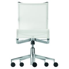 Alias 444 Rollingframe+ Tilt 47 Stuhl aus weißem Mesh mit verchromtem Aluminiumrahmen
