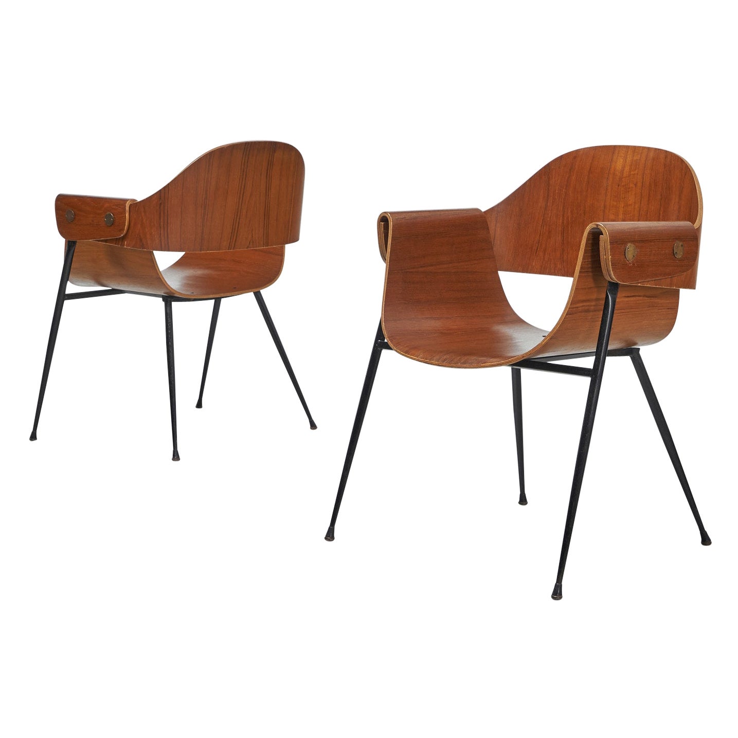 Carlo Ratti Arm Chairs for Legni Curvati, Italy, 1950 For Sale