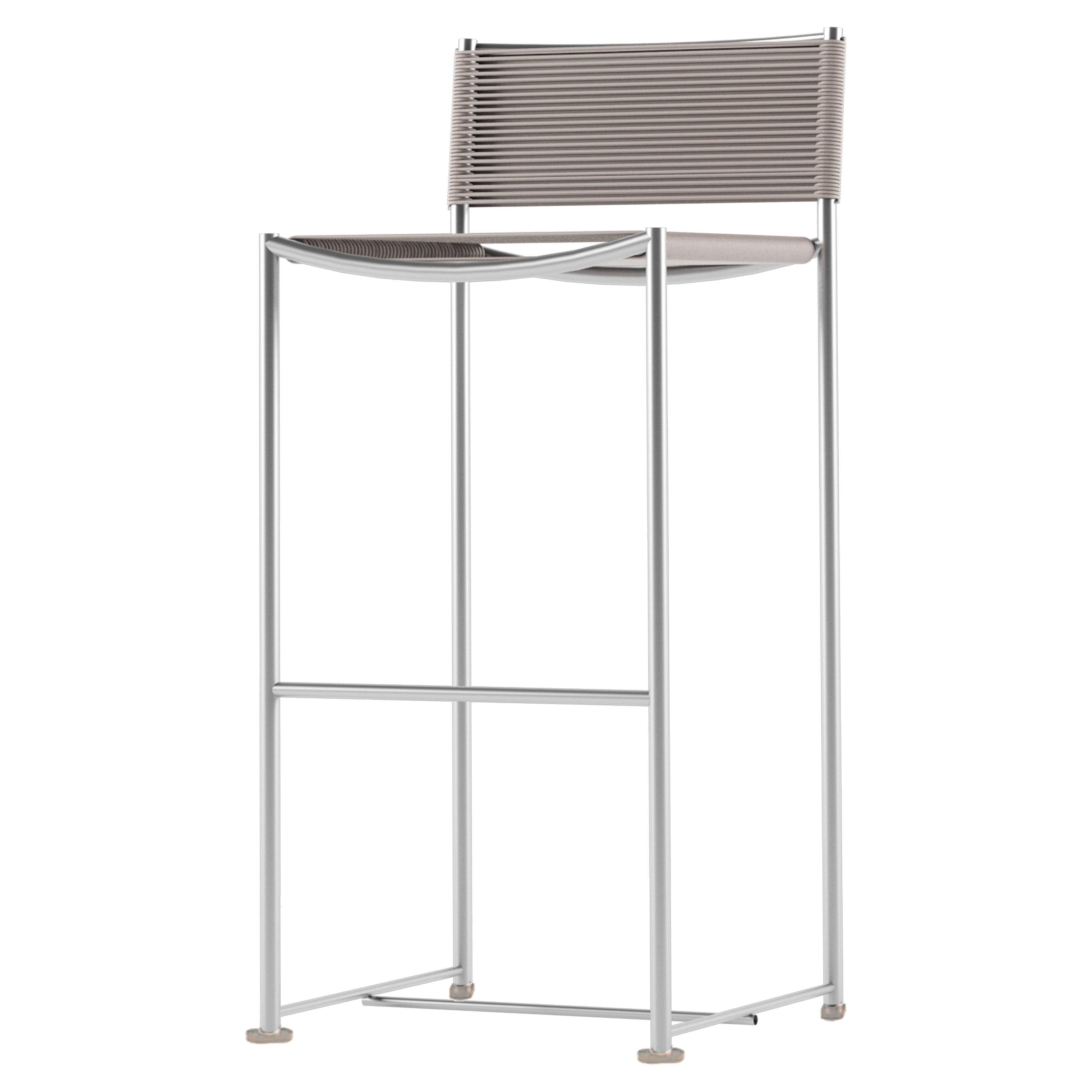 Alias 205_O Green PVC Outdoor High Stool in Beige with Steel Frame