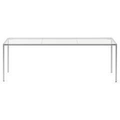 Alias 222_O Green Table with Brushed Stainless Steel Frame and Glass Top