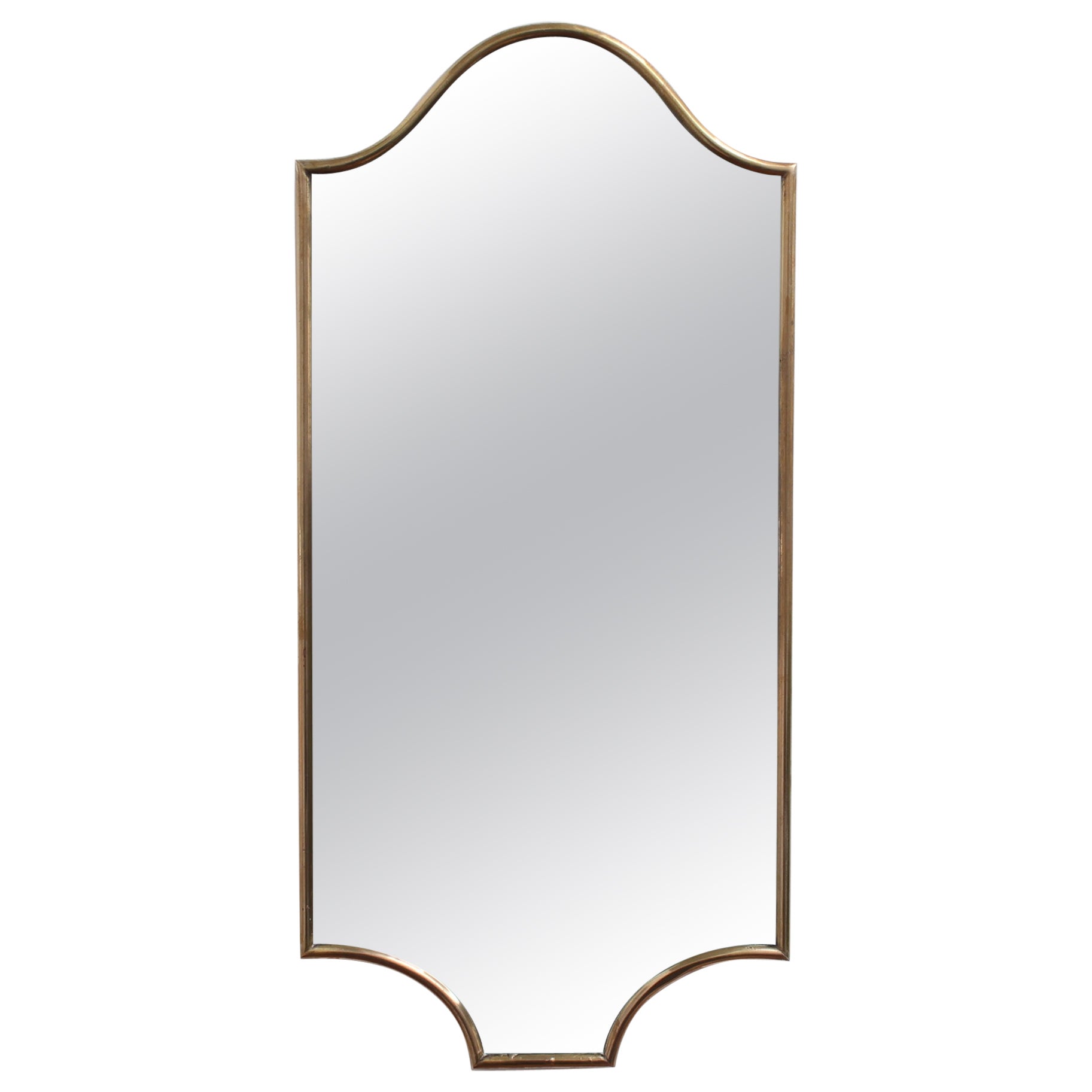 Mid-Century Italian Wall Mirror with Brass Frame (circa 1950s) - Small For Sale