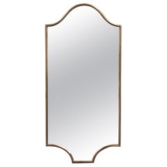Retro Mid-Century Italian Wall Mirror with Brass Frame (circa 1950s) - Small
