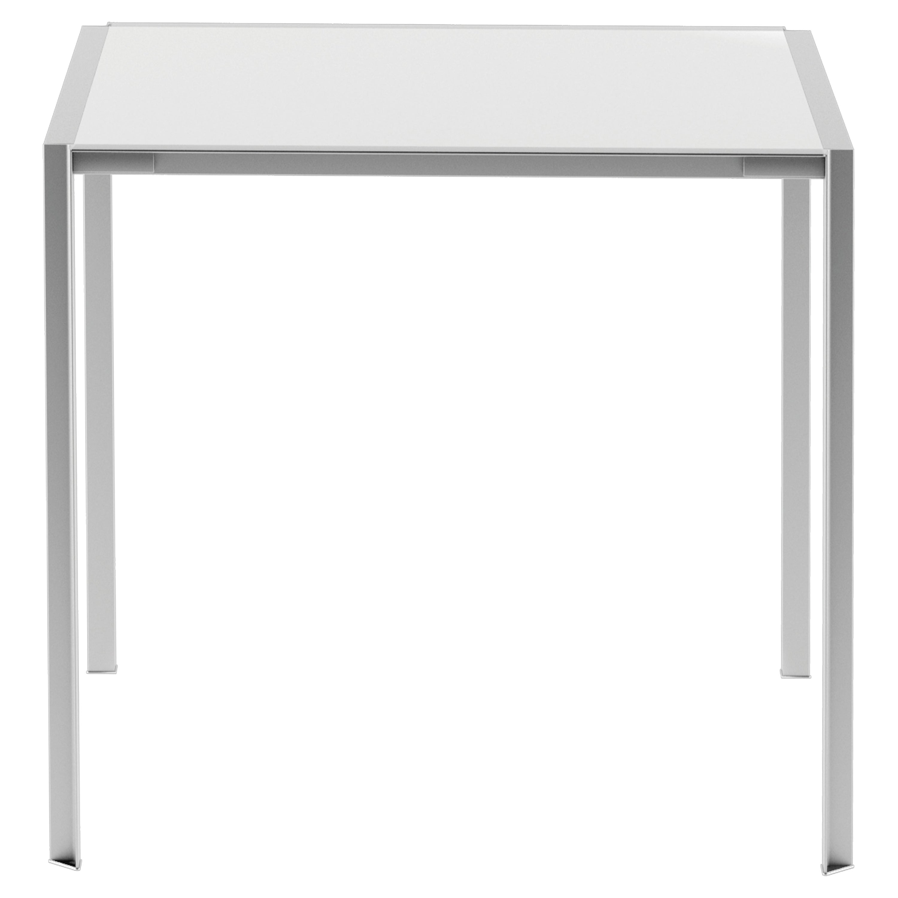 Alias 227_O Green Table 80x80 with Brushed Stainless Steel Frame and Dekton Top 