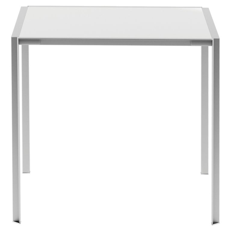 Alias 227_O Green Table 80x80 with Brushed Stainless Steel Frame and