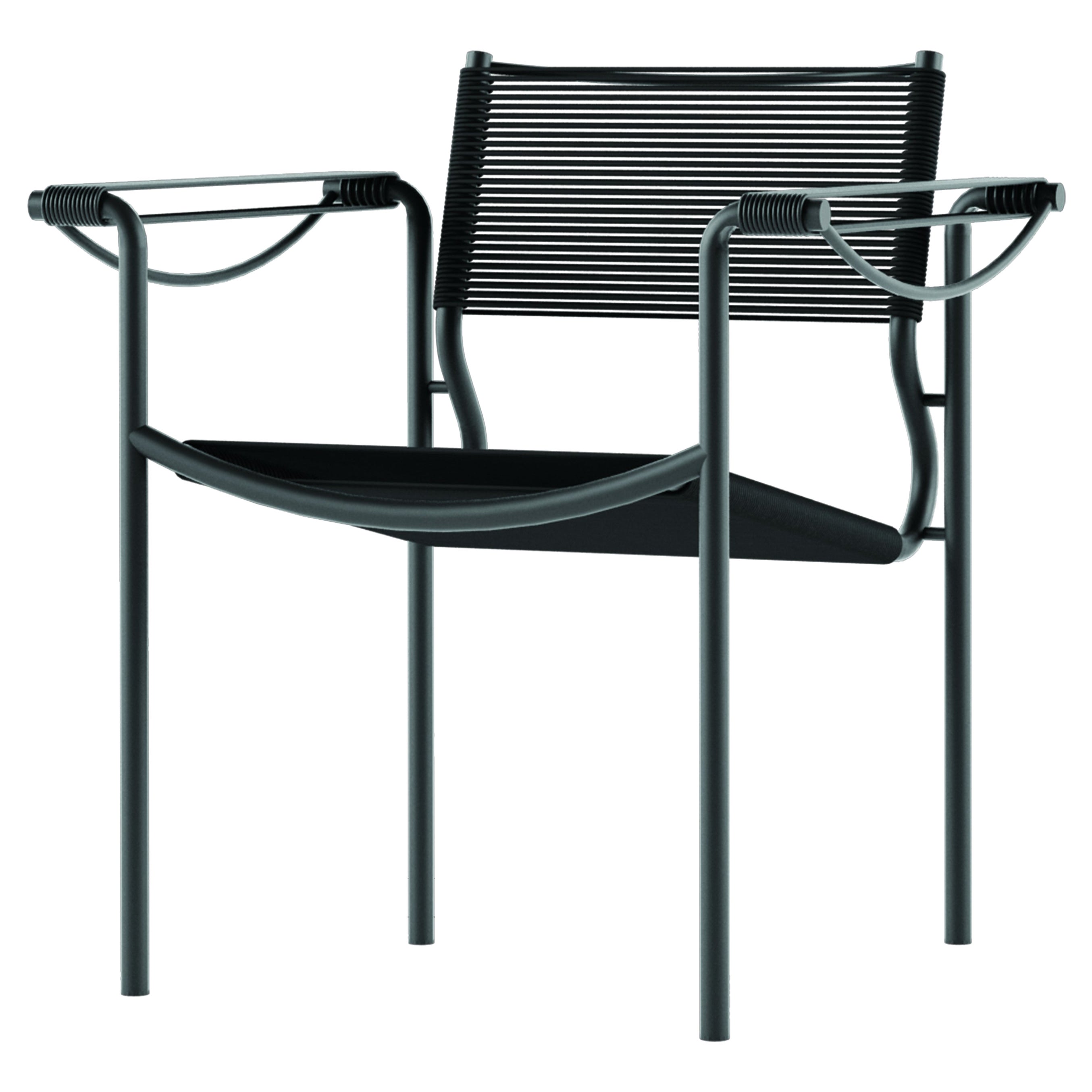 Alias 109 Spaghetti Armchair with Black PVC Seat and Black Lacquered Steel Frame For Sale