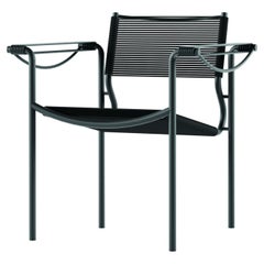 Alias 109 Spaghetti-Sessel mit schwarzem PVC-Sitz und schwarz lackiertem Stahlgestell