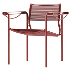 Fauteuil spaghetti Alias 109 avec assise en PVC rouge et cadre en acier laqué rouge