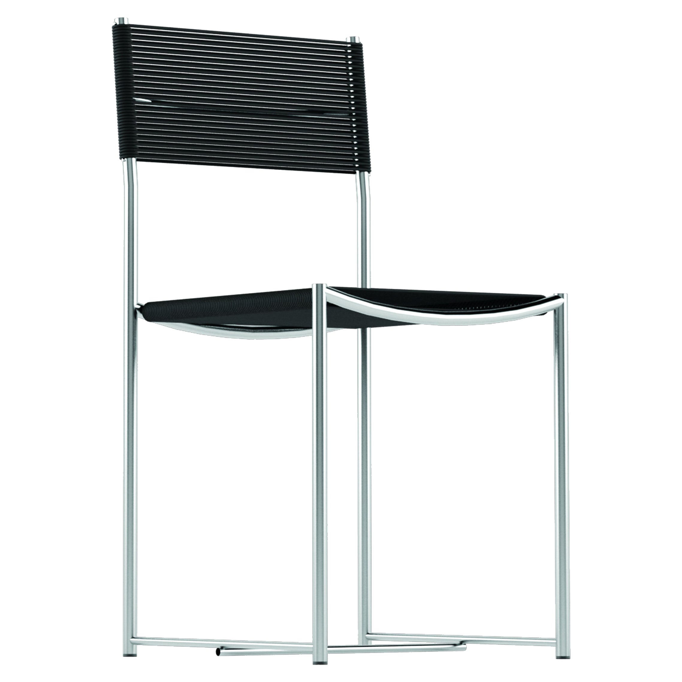 Alias 101 Spaghetti Chair with Black PVC Seat and Chromed Steel Frame For Sale