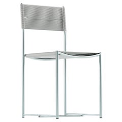 Sedia Spaghetti Alias 101 con seduta in PVC beige e struttura in acciaio cromato