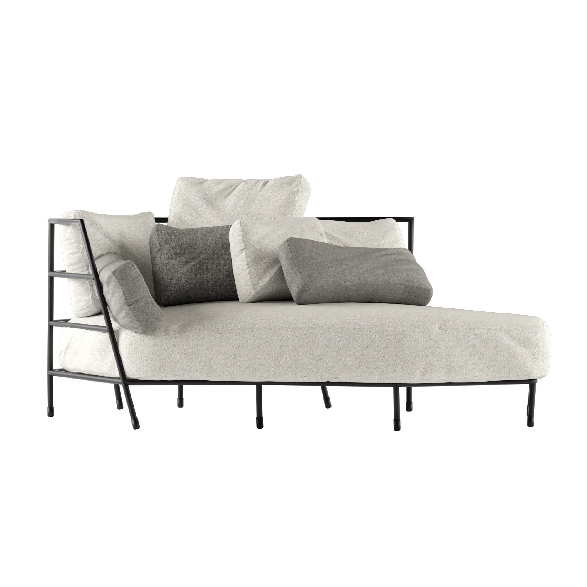 Alias 373_O Dehors Dormeuse in Light Grey Upholstery with Black Lacquered Frame For Sale