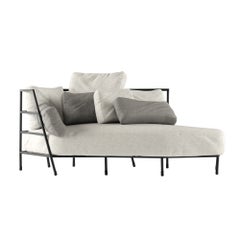 Alias 373_O Dehors Dormeuse in Light Grey Upholstery with Black Lacquered Frame