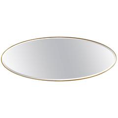 Long Oval Brass Mirror, Italy, 1950s 5