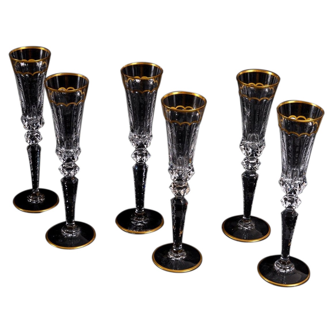 Set of 18 Saint Louis Crystal Tommy Champagne Flutes at 1stDibs