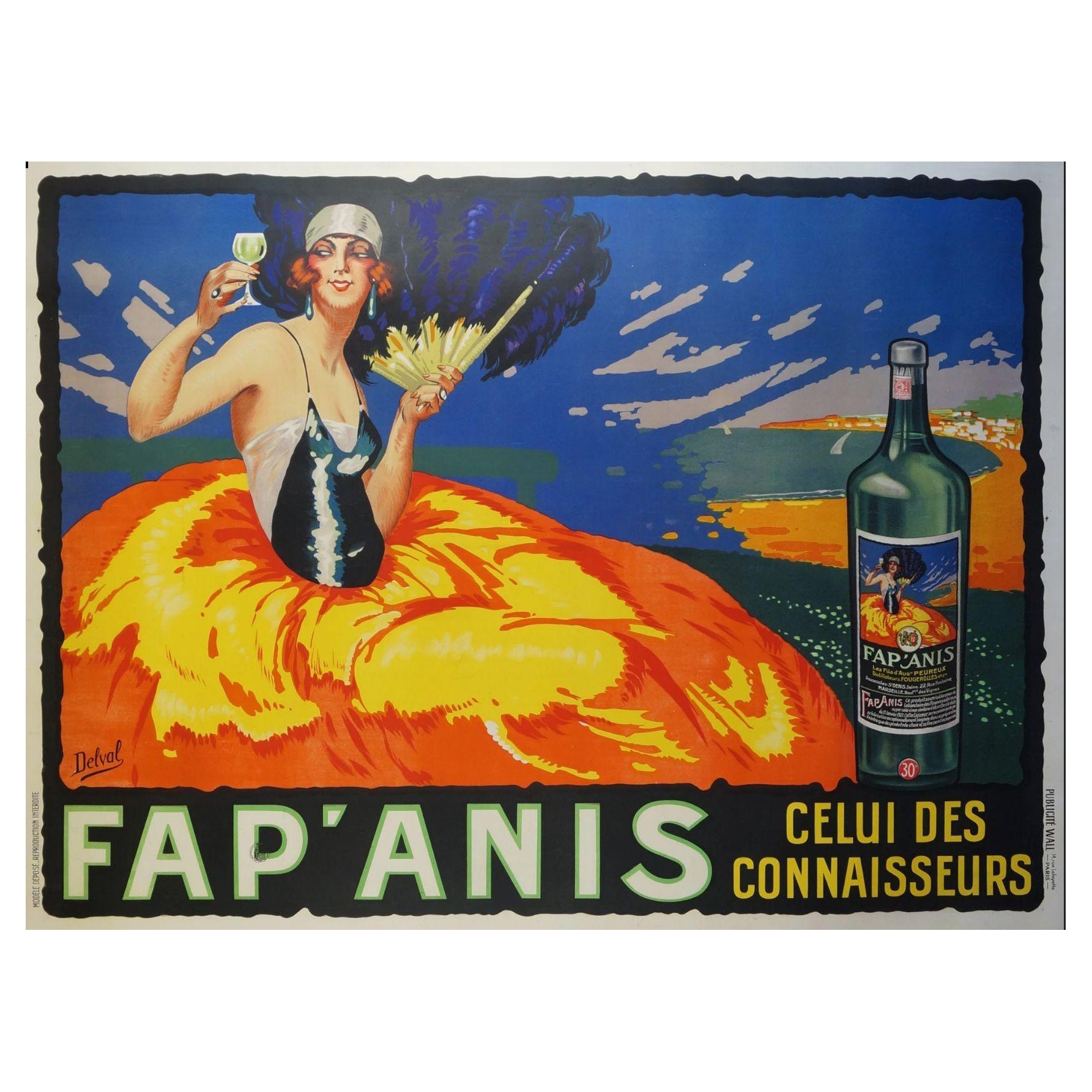 Grande affiche publicitaire pour la boisson Fap'anis, vers 1930 en vente