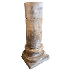 18th Century Spanish Natural Stone Column with Traces of Polychromy