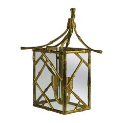 1930's French Maison Bagues Brass Faux Bamboo Wall Lantern