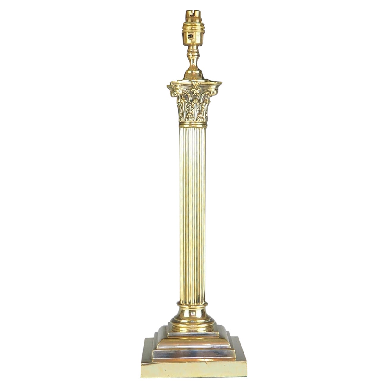 Antique 19th Century Brass Corinthian Table Lamp