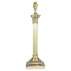 Antique 19th Century Brass Corinthian Table Lamp