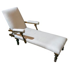 Vintage English Mahogany Lounger with Armrests and Castors on Legs