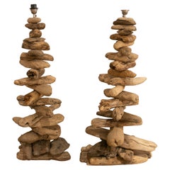 Pair of Floor Lamps Made of Woods