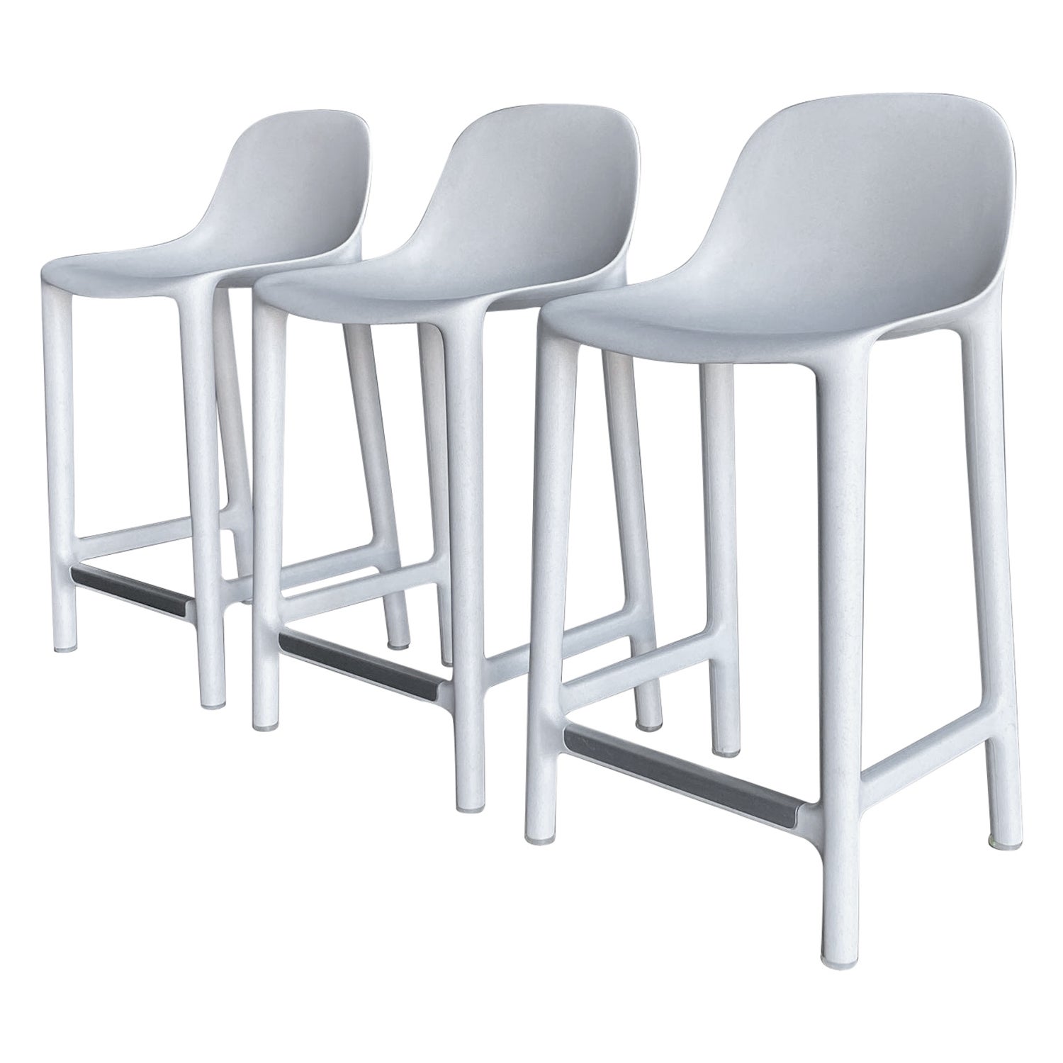 Philippe Starck Broom Barstools in White for Emeco, 'Set of Three'