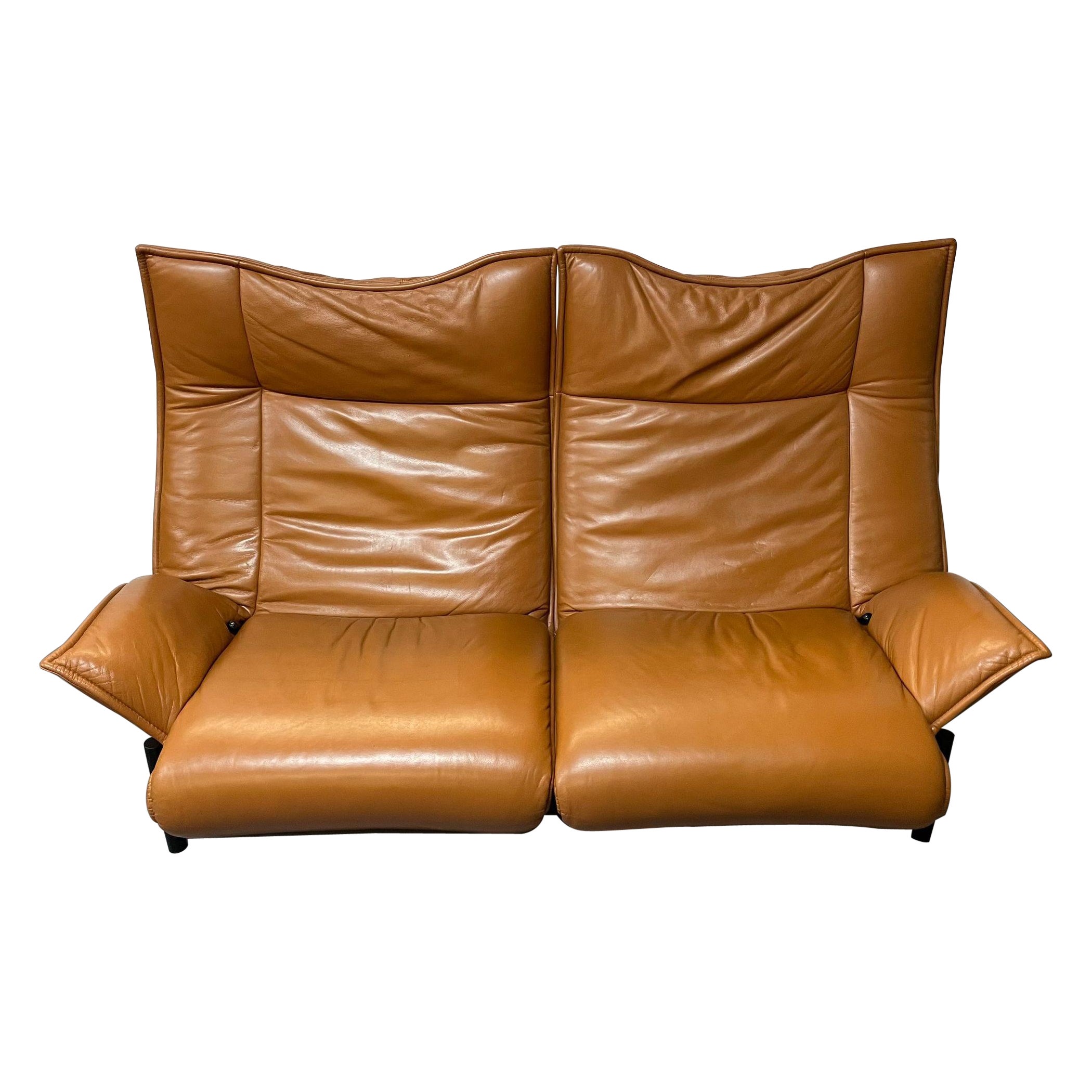 Vico Magistretti for Cassina Veranda Sofa, Two-Seater, Leather, Italian Modern For Sale