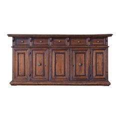 Italian Baroque Style Walnut 2-Door, 5 Drawer Credenza, 18th century and later