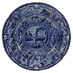 Antique Staffordshire Pottery Historical Blue Transfer Quadrupeds Plate