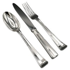 20th Century Italian Solid Silver Cutlery Set 77 Pieces "Art Decò"