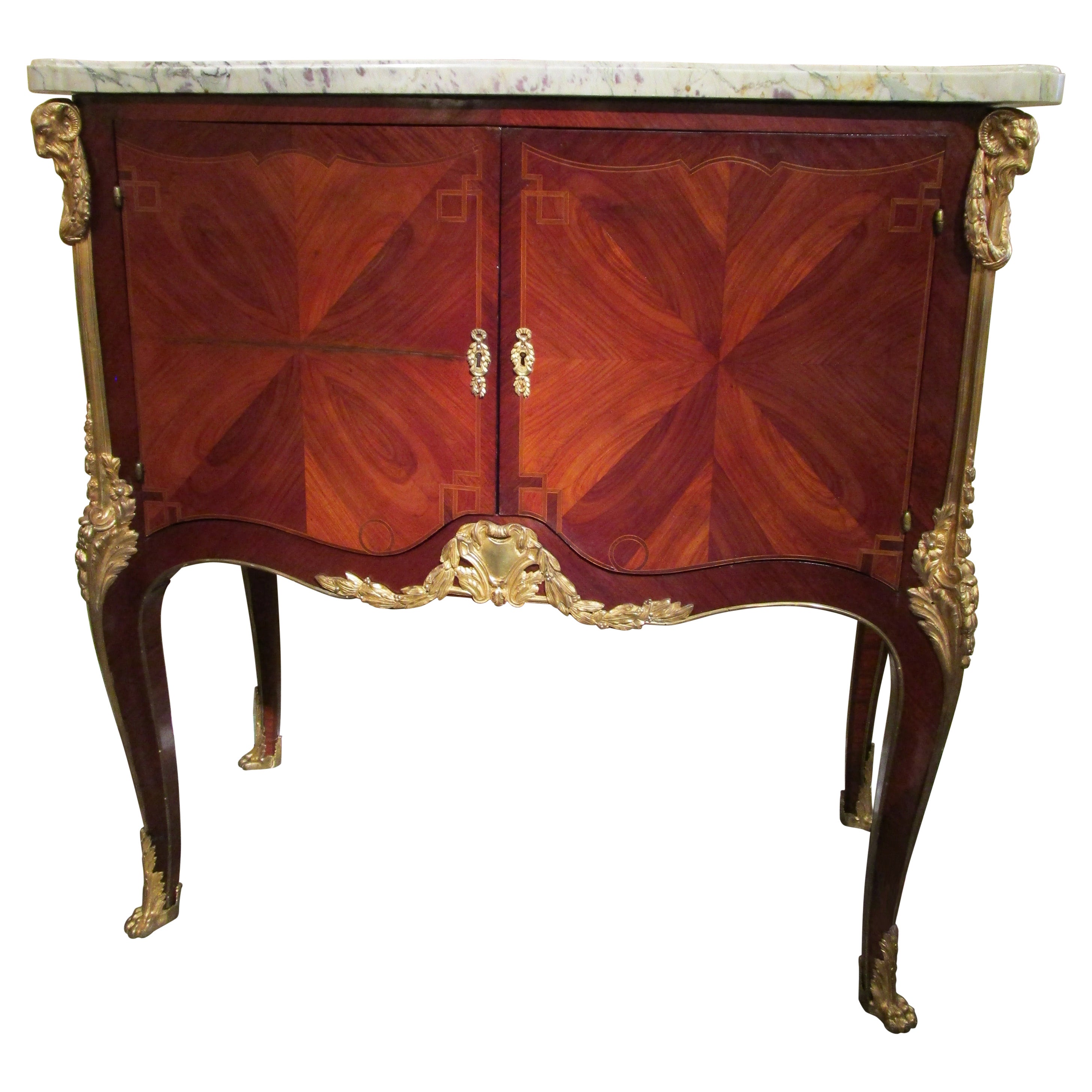 Fine 19th Century Louis XVI Mahogany Inlayed Cabinet with Fine Gilt Bronze For Sale