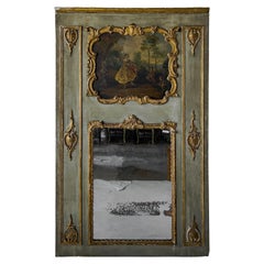 19th Century Louis XV Style Trumeau Mirror with Painted Scene