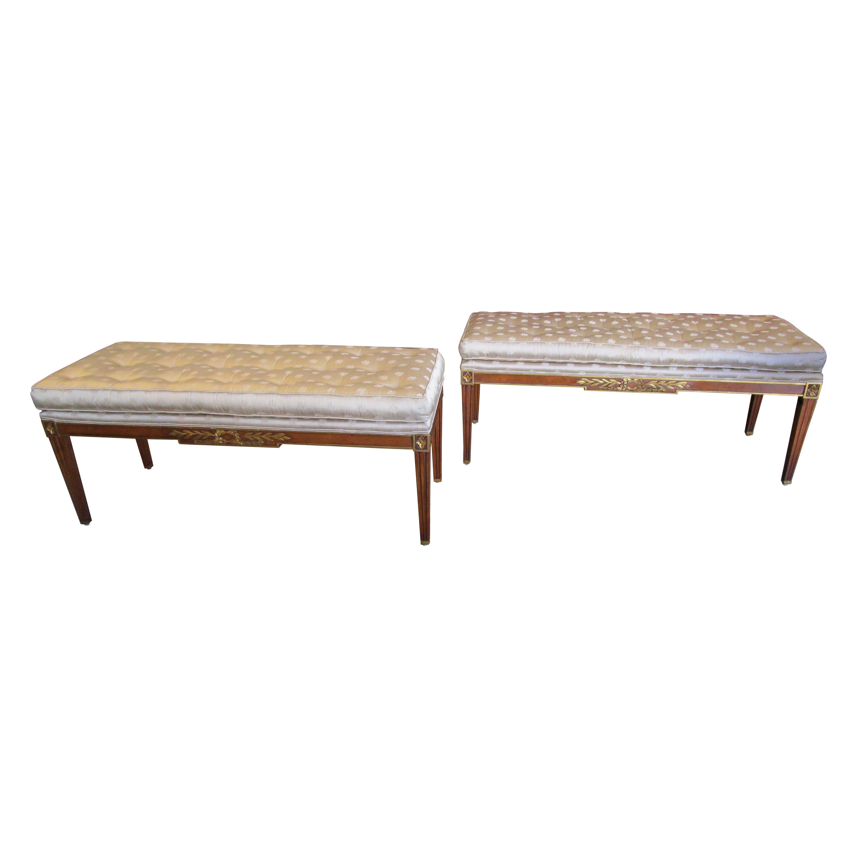 Fine Pair of Late 19th Century to Early 20th C Empire Parcel Gilt Benches For Sale