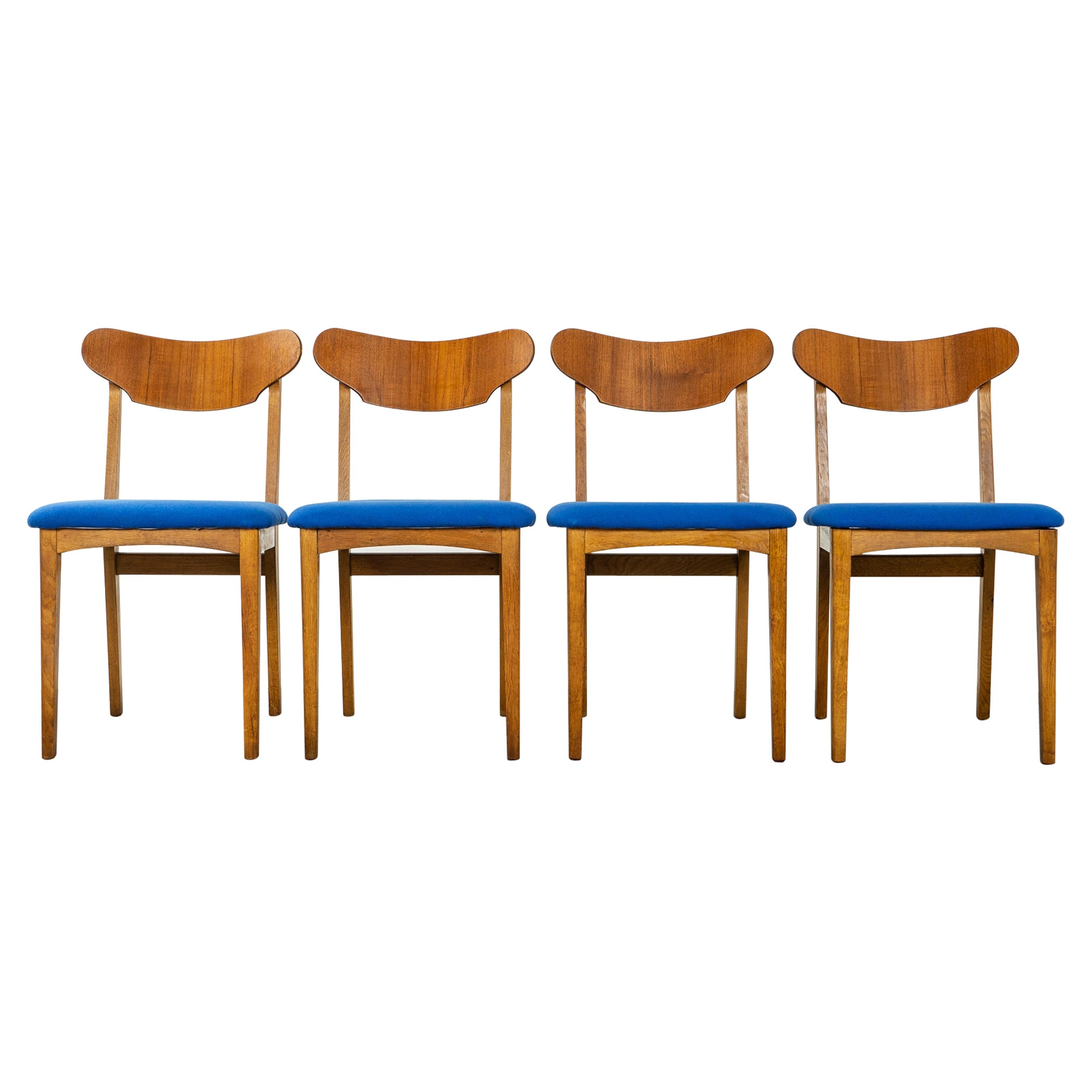 4 Danish Mid-Century Modern Teak & Oak Dining Chairs