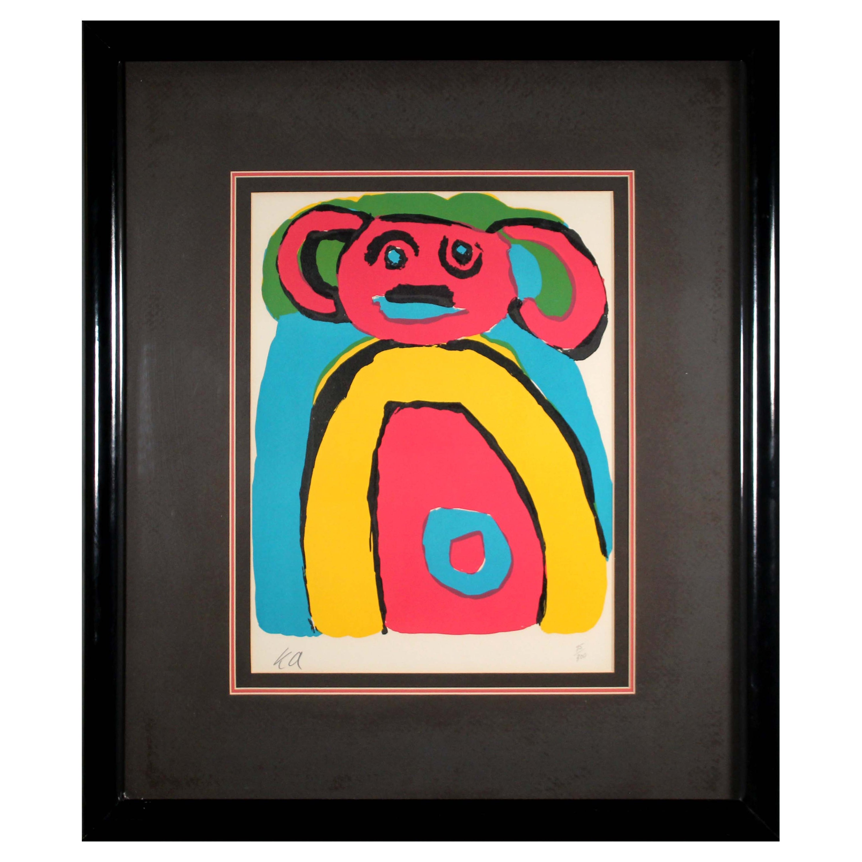 Karel Appel the Mouse Modern Color Lithograph Signed 75/300 Framed, 1985