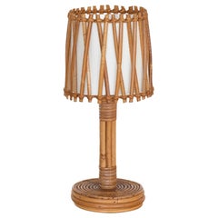 French Rattan Lamp in the Style of Louis Sognot