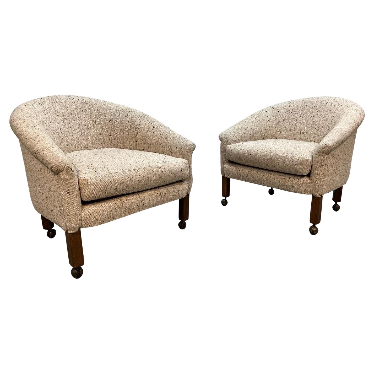 Pair of Mid-Century Barrel Back Club Chairs After Milo Baughman by Flexsteel