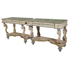 Pair of Faux Painted Console Tables