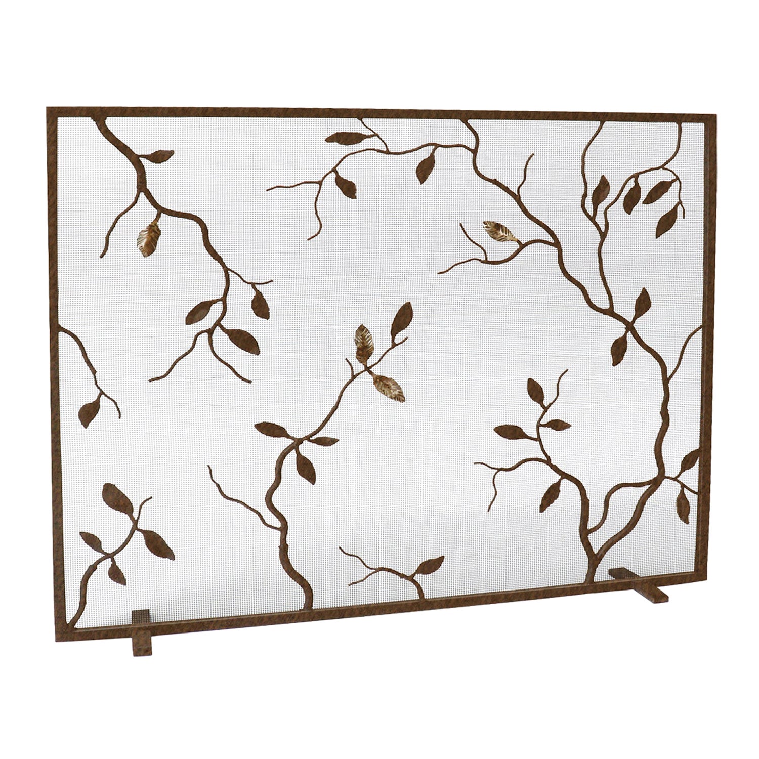 Lennox Fireplace Screen in Gold Rubbed Black For Sale